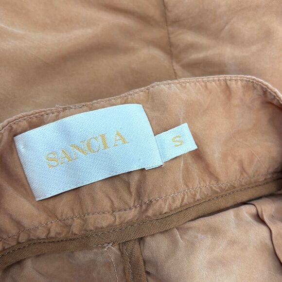 Anthropologie Sancia High-Rise Pleated Paper Bag Bermuda Shorts Apricot Small - Picture 9 of 11